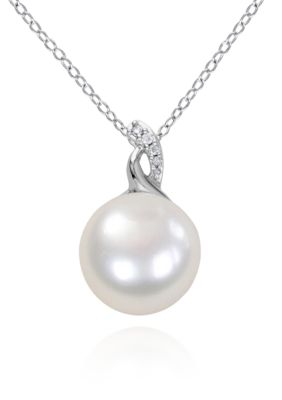 Belk & Co. Sterling Silver White Cultured Freshwater Pearl and Diamond ...