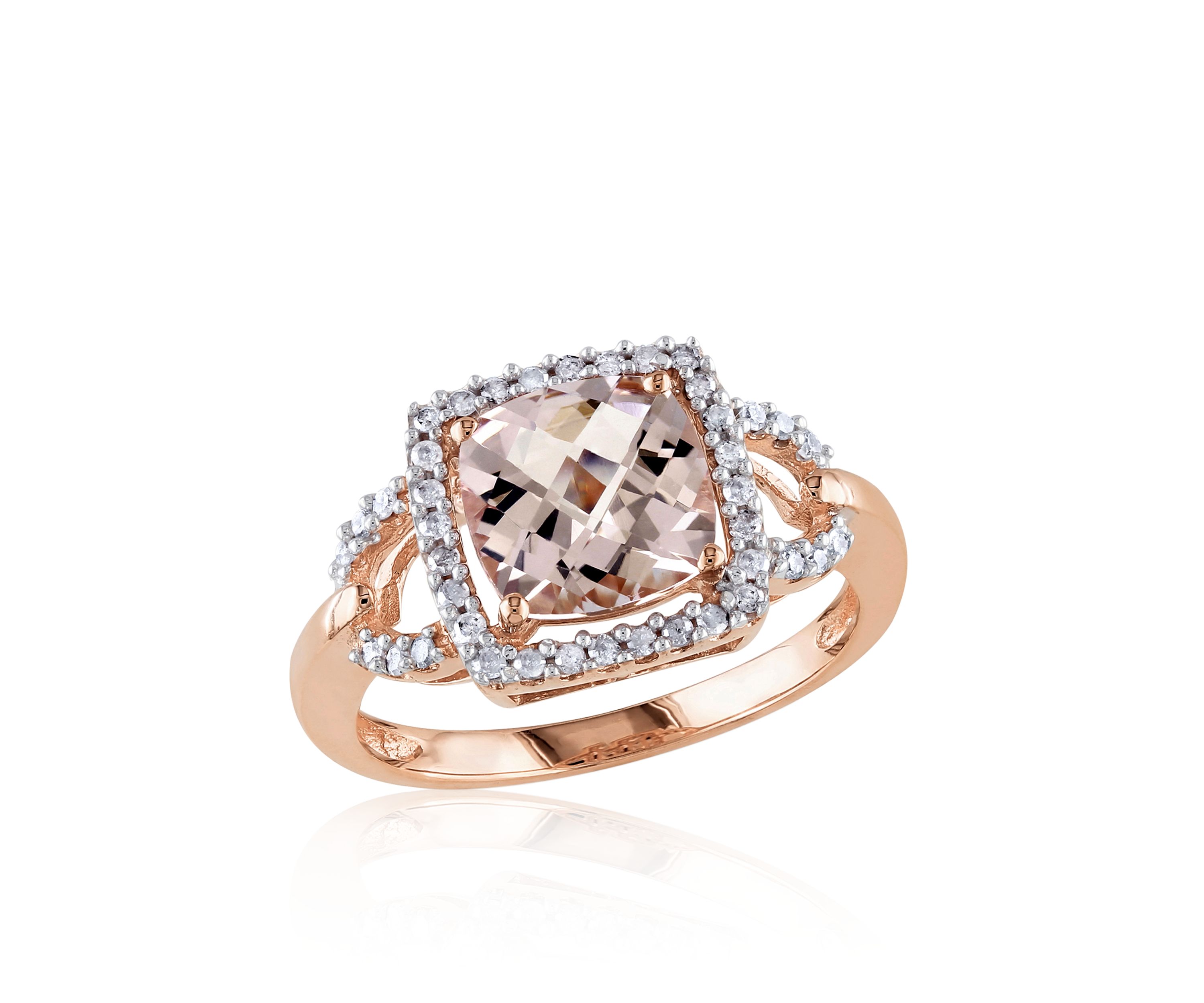 10k Rose Gold Morganite and Diamond Ring