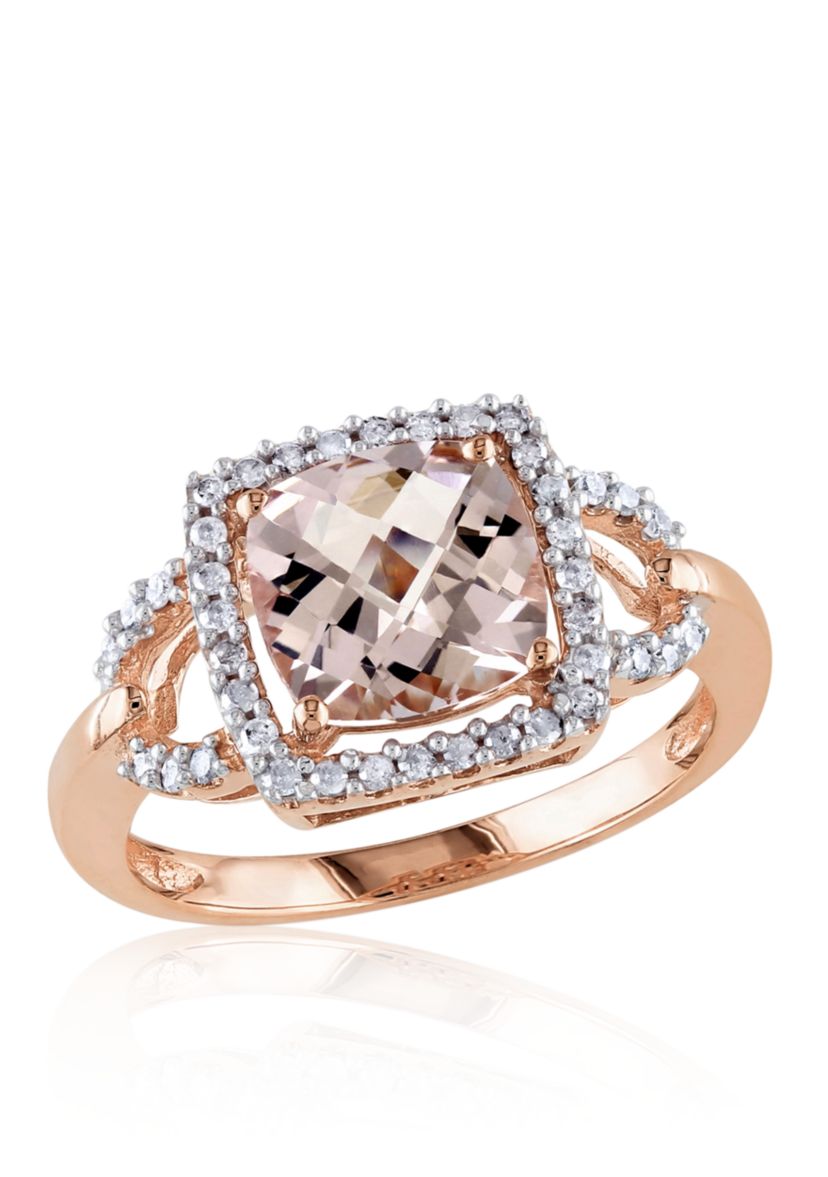 10k Rose Gold Morganite and Diamond Ring