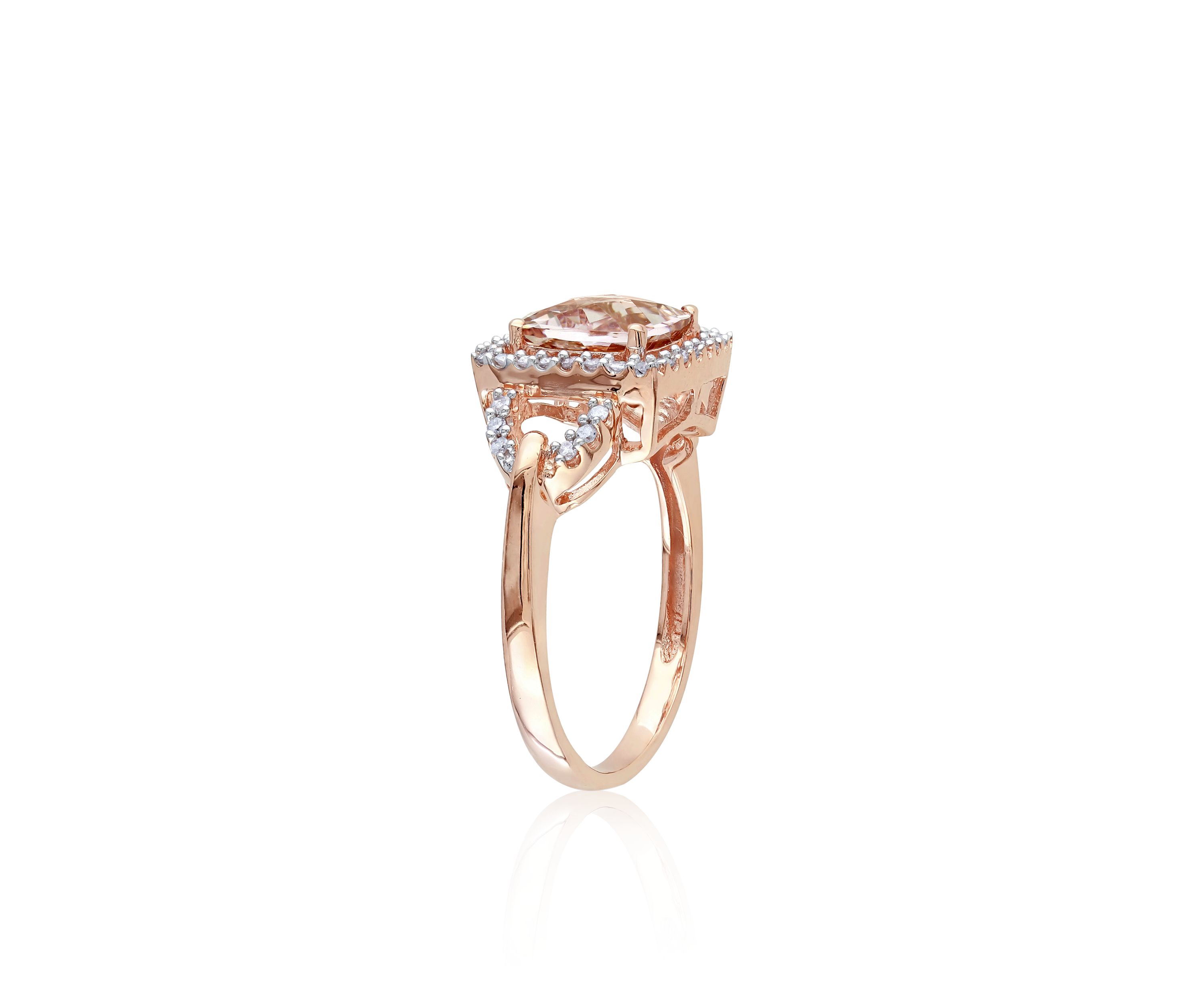 10k Rose Gold Morganite and Diamond Ring