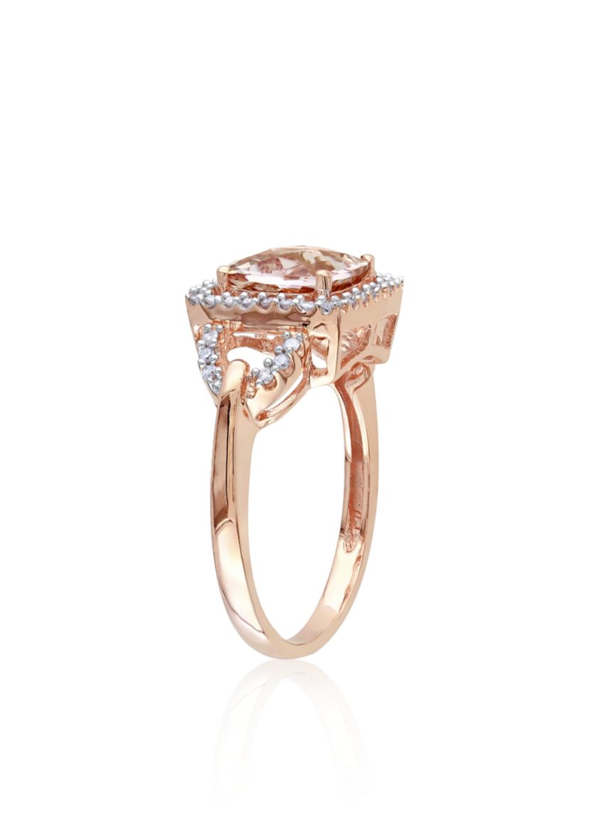10k Rose Gold Morganite and Diamond Ring