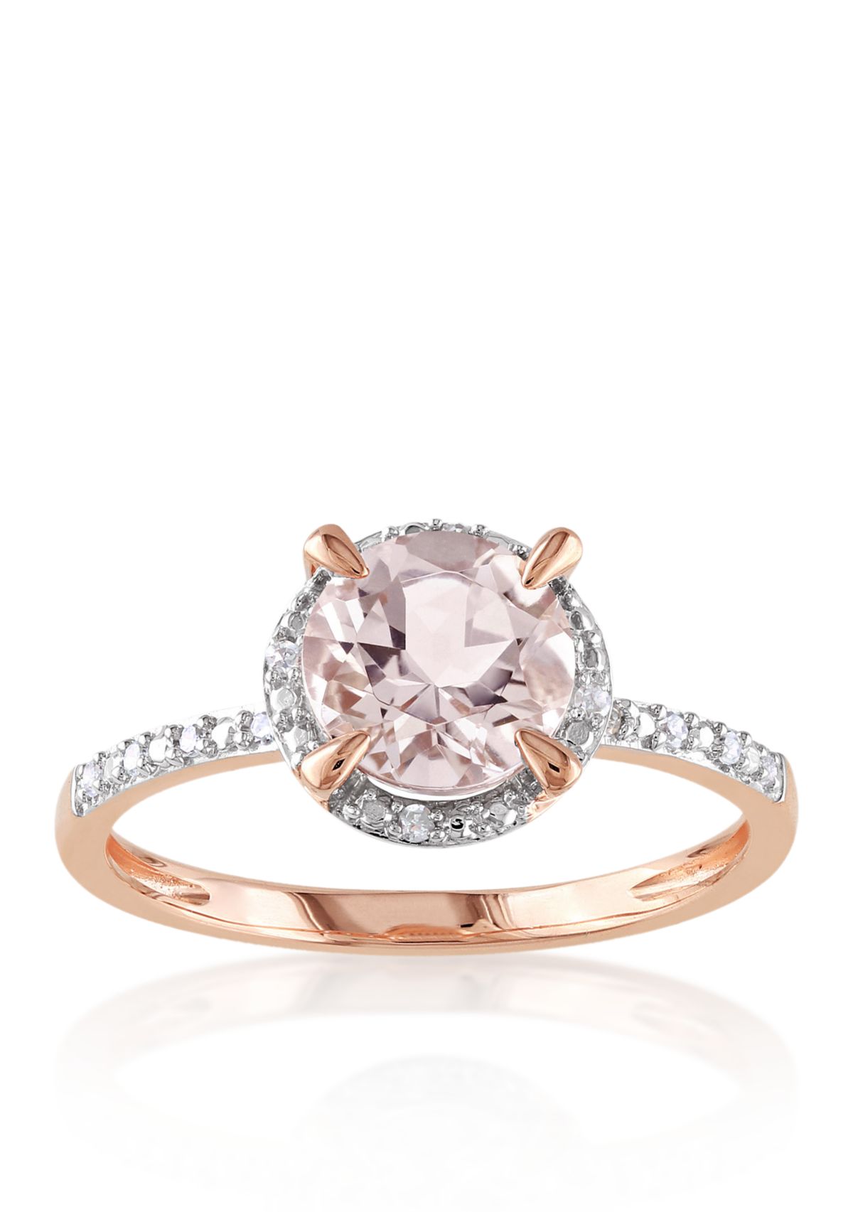 10k Rose Gold Morganite and Diamond Ring