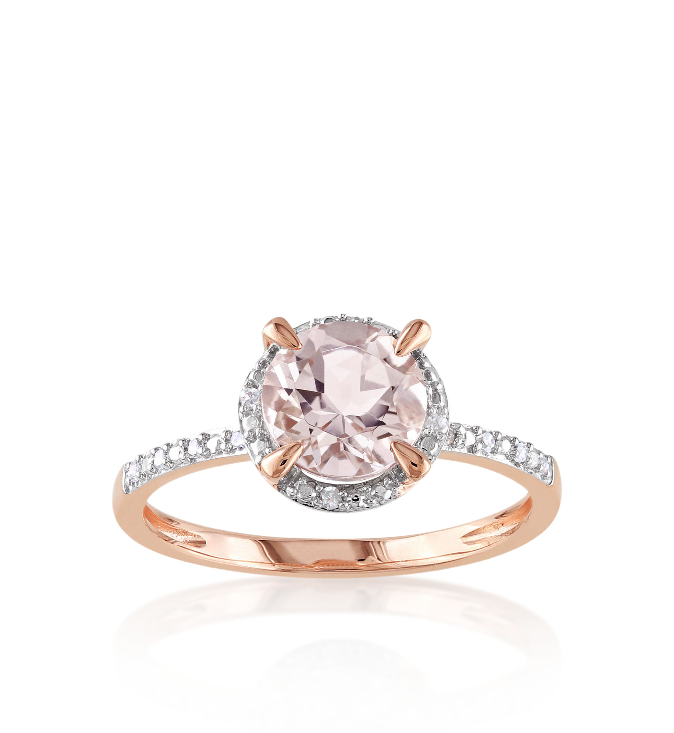 10k Rose Gold Morganite and Diamond Ring