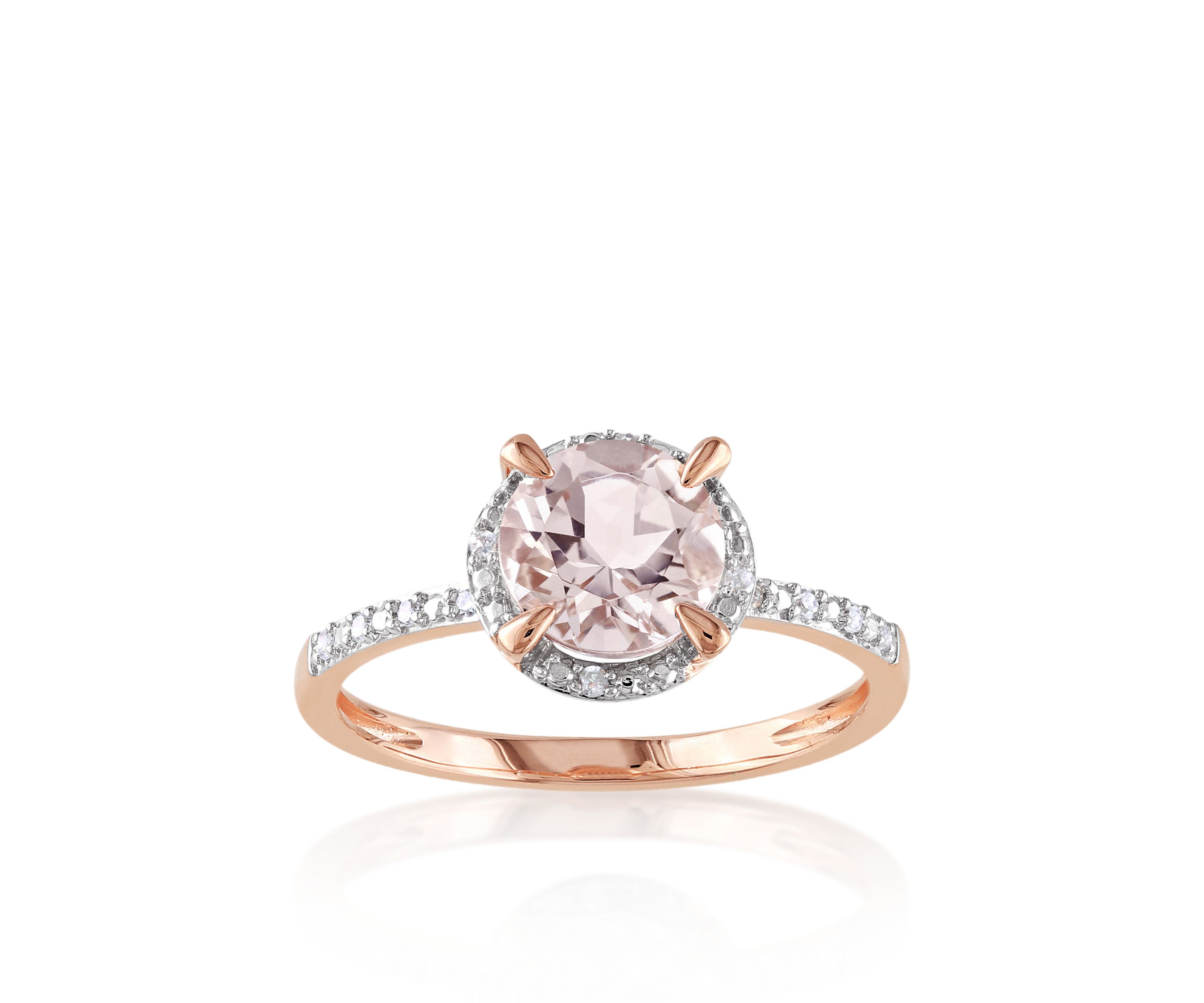 10k Rose Gold Morganite and Diamond Ring