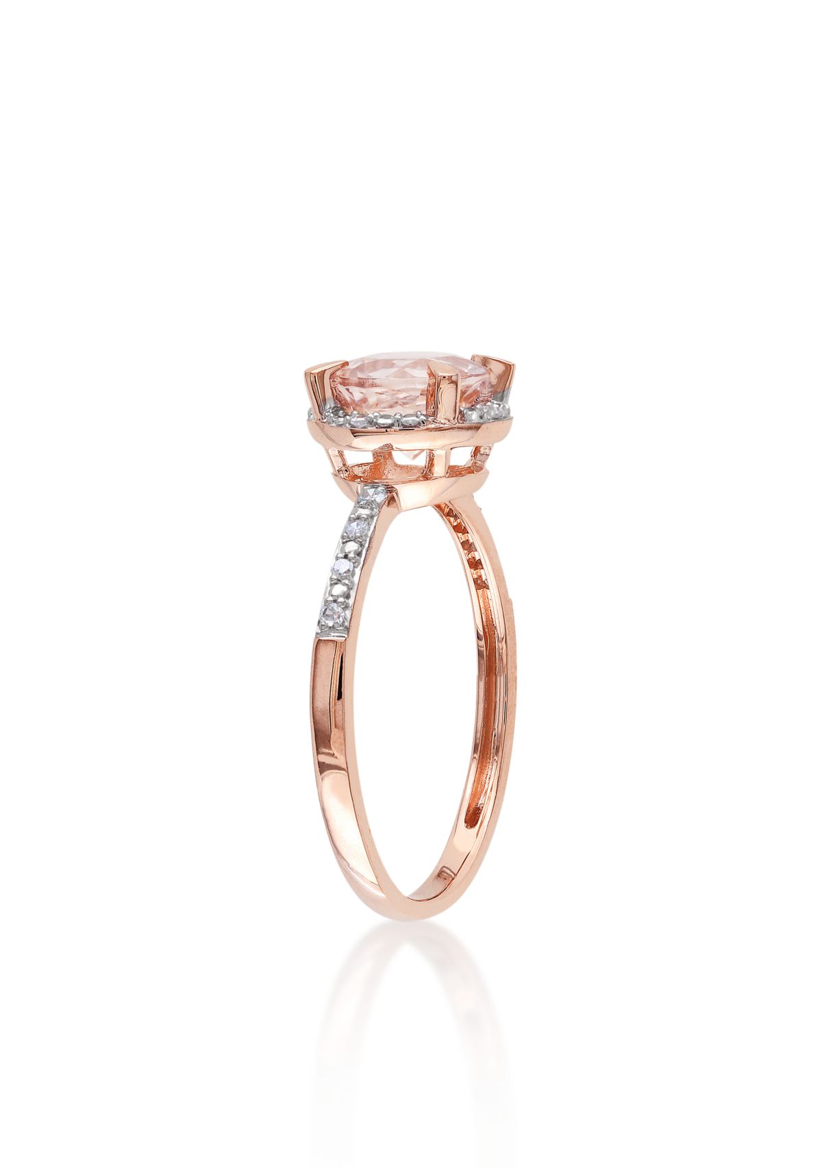 10k Rose Gold Morganite and Diamond Ring