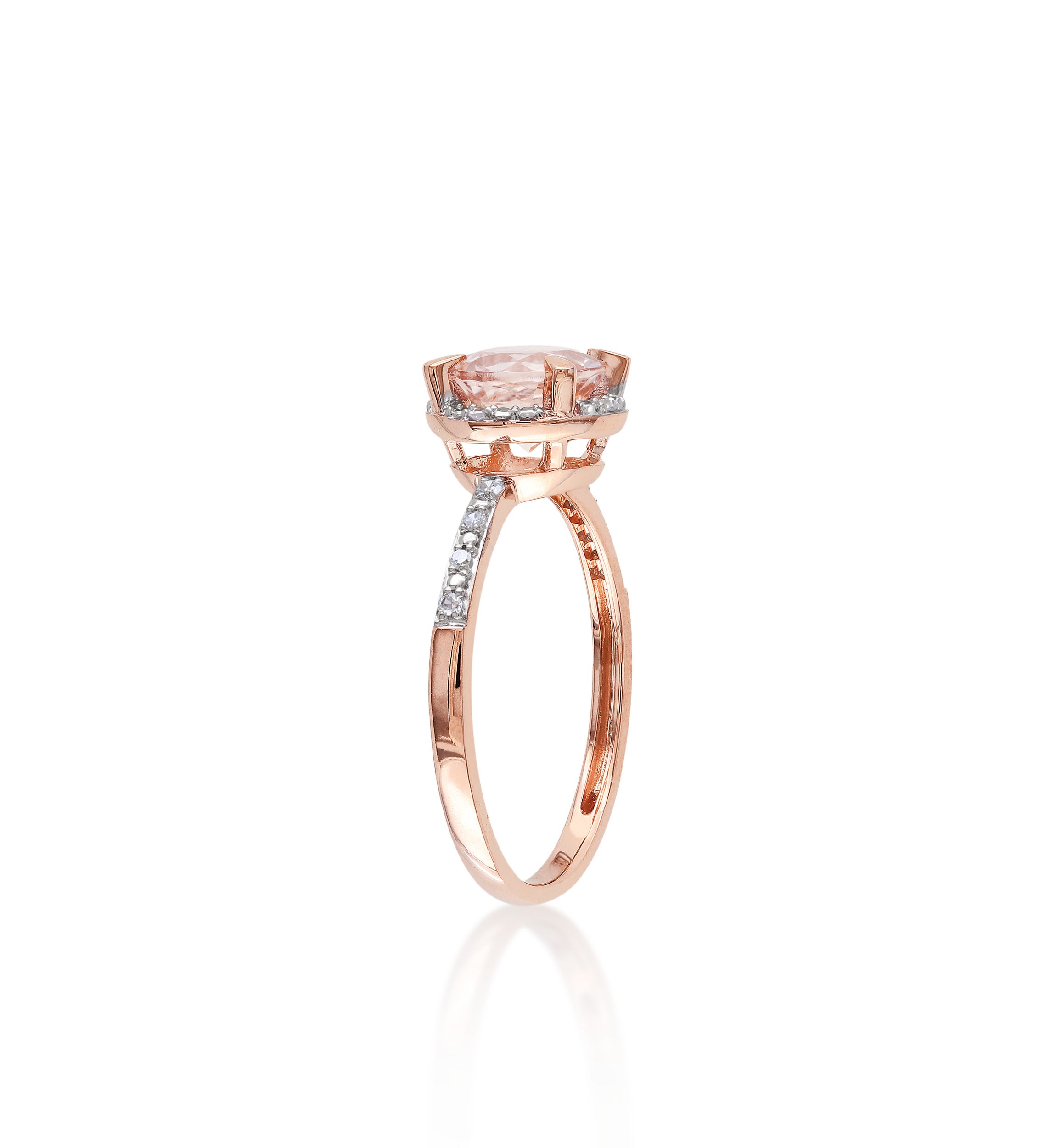 10k Rose Gold Morganite and Diamond Ring