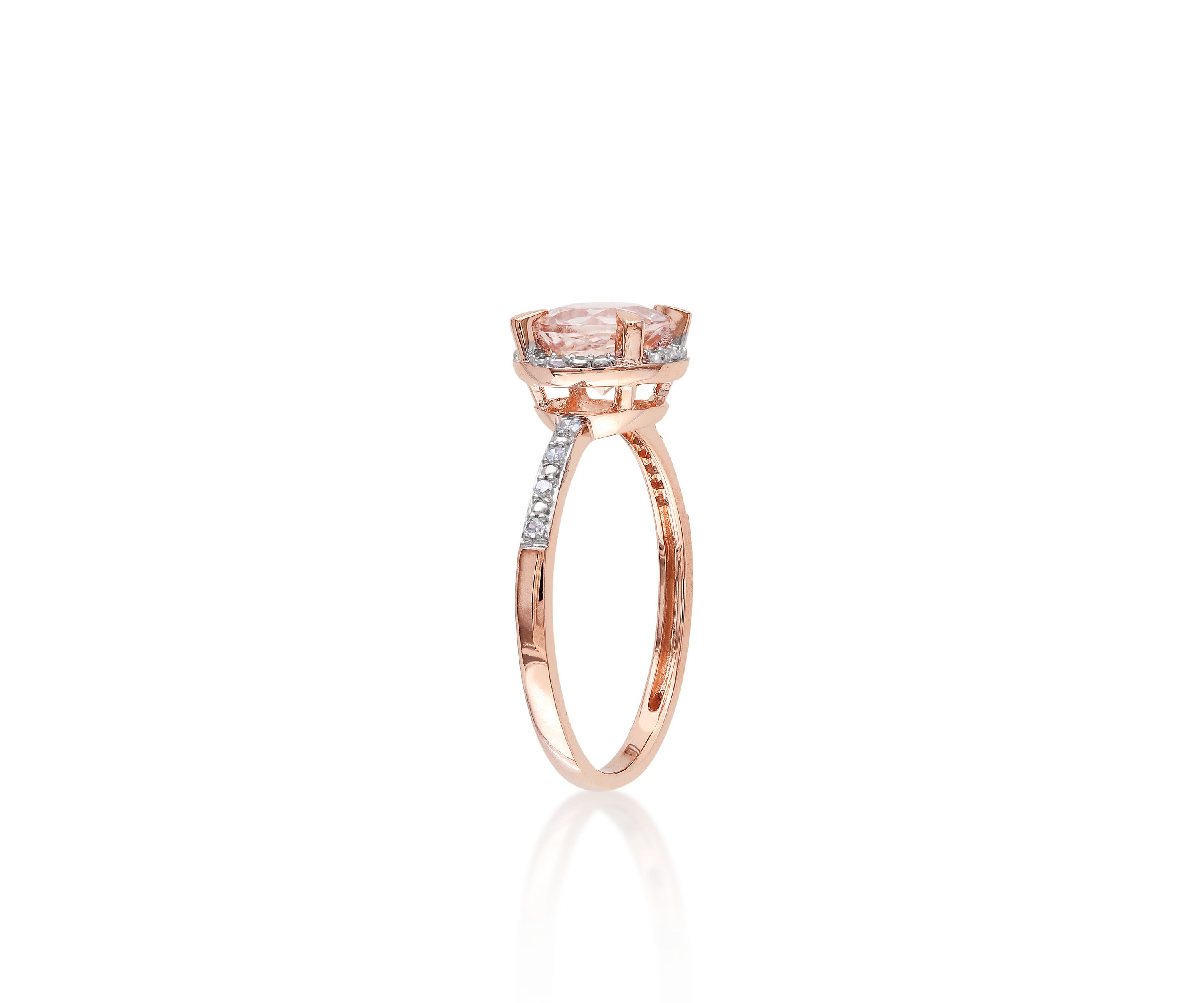10k Rose Gold Morganite and Diamond Ring