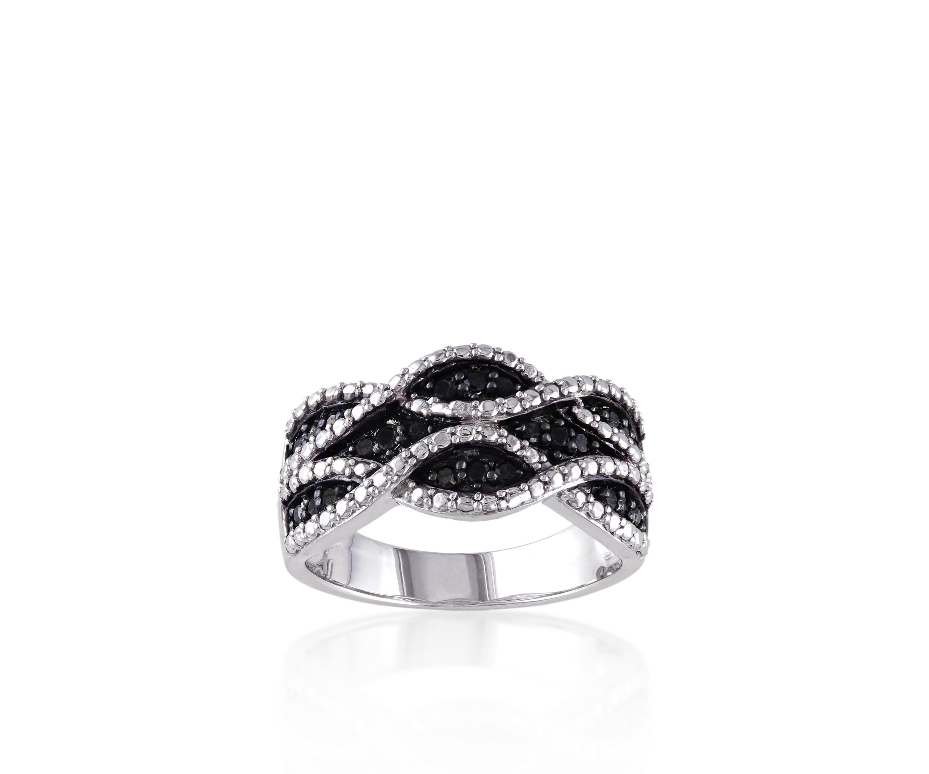 Black Diamond Ring in Sterling Silver