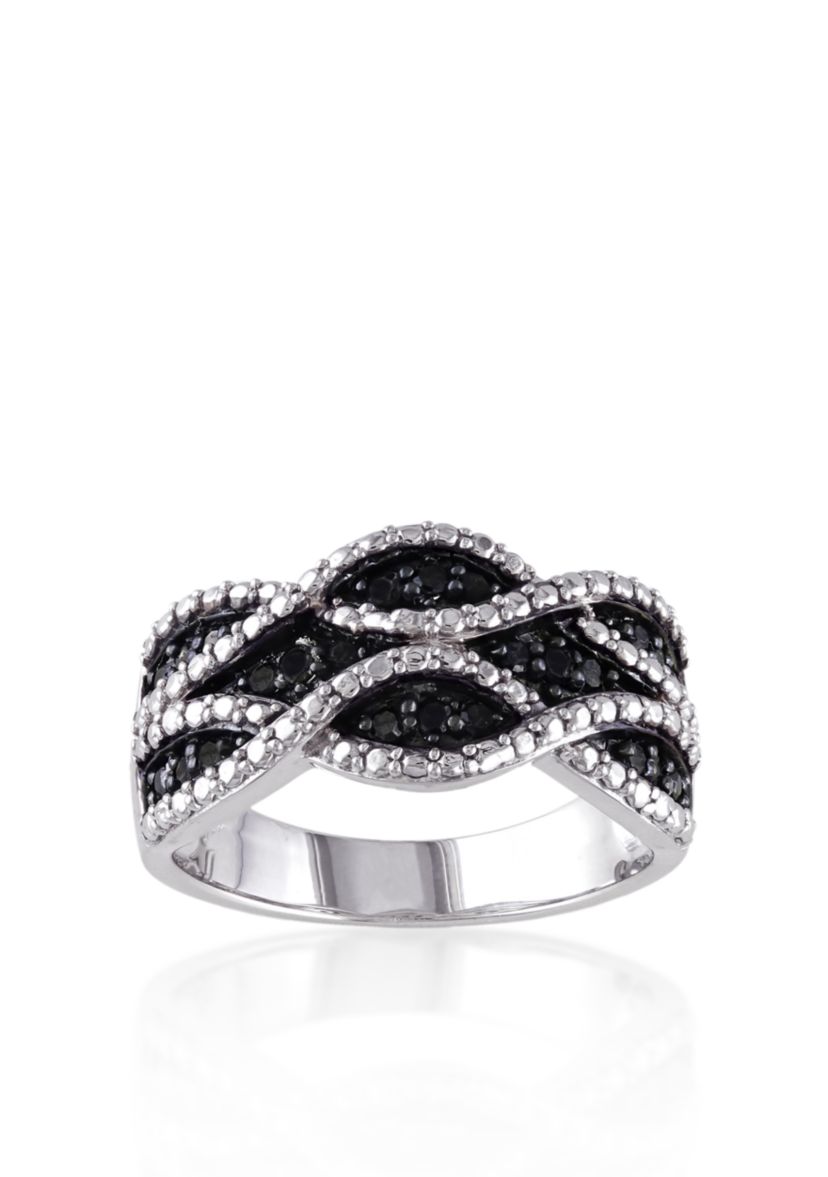 Black Diamond Ring in Sterling Silver