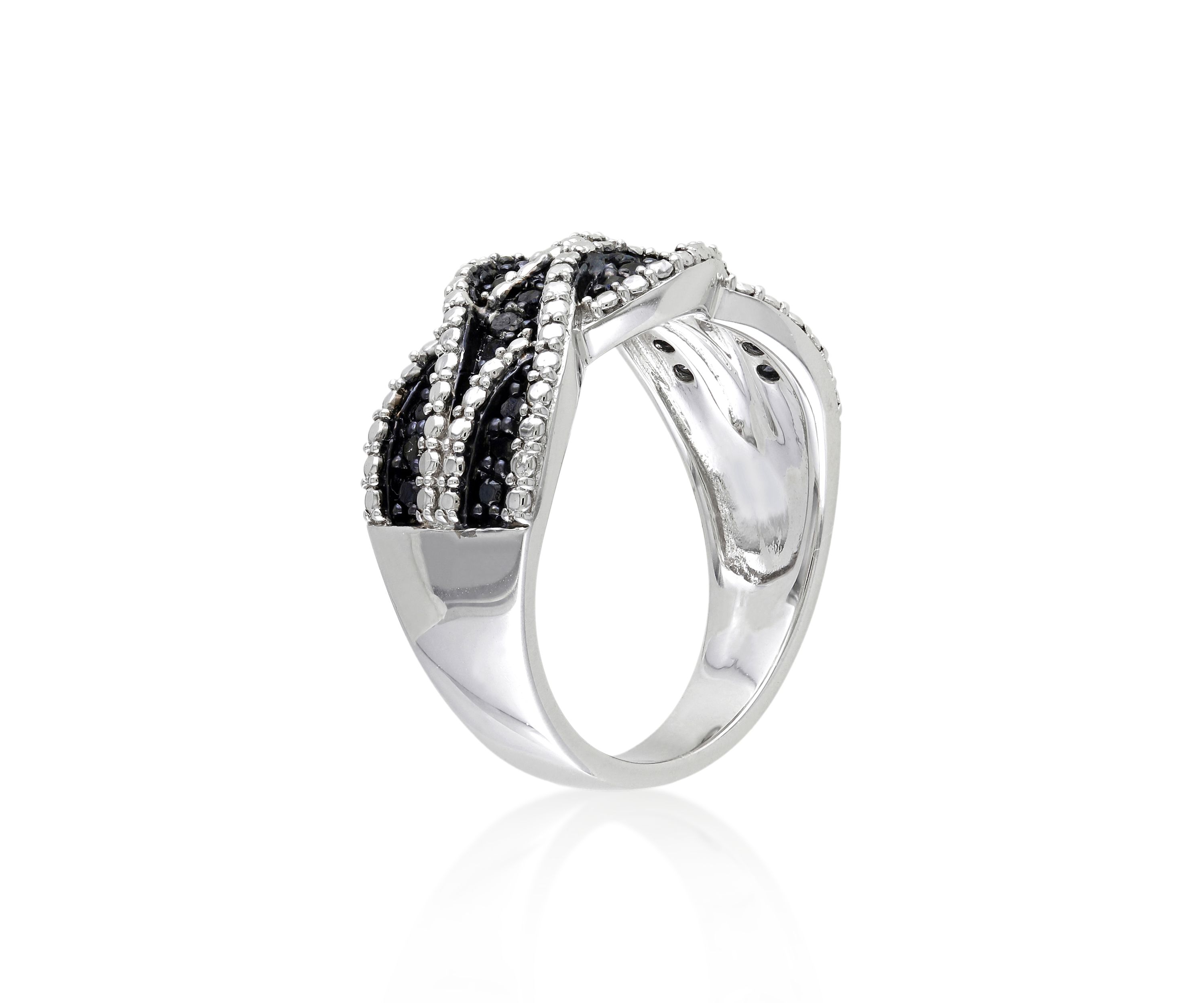 Black Diamond Ring in Sterling Silver