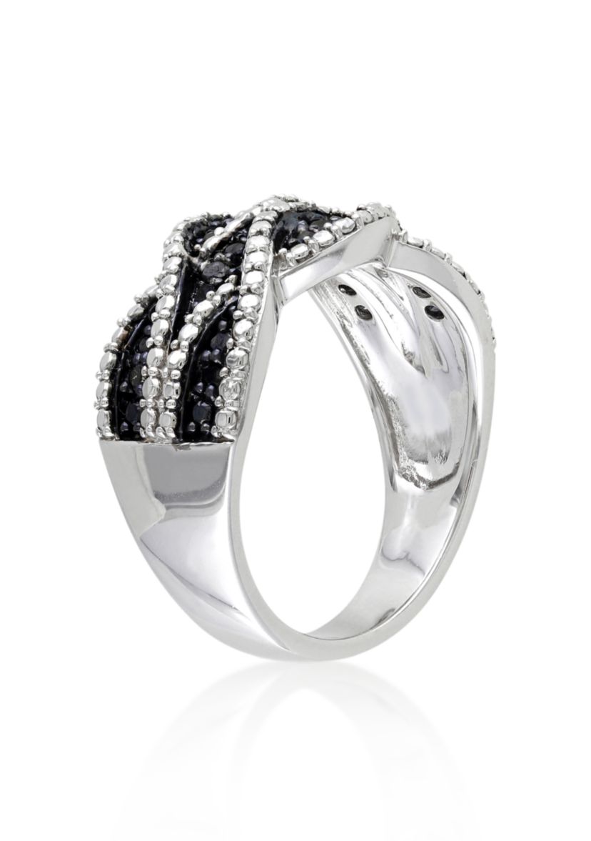 Black Diamond Ring in Sterling Silver