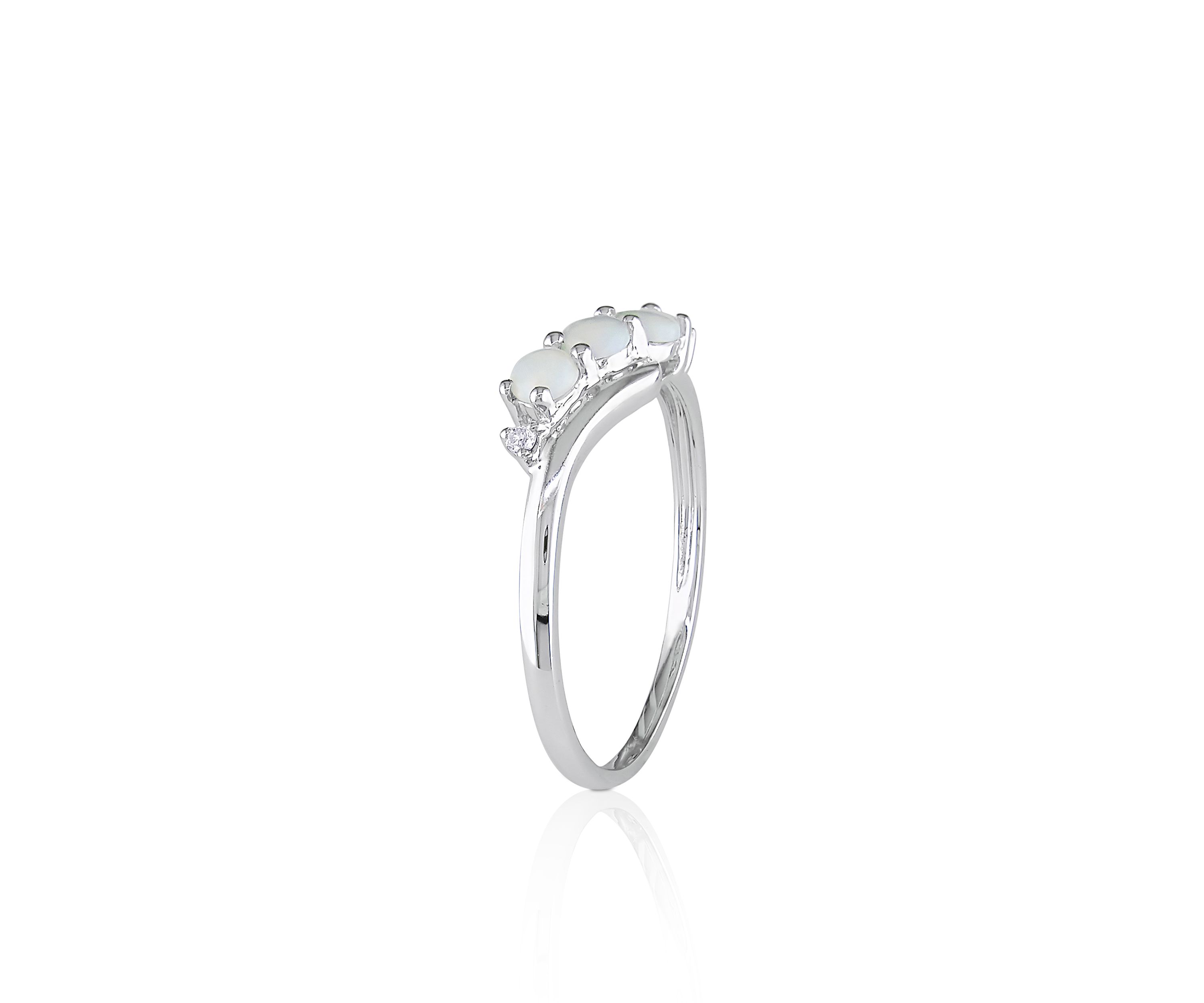 10k White Gold Opal and Diamond Ring