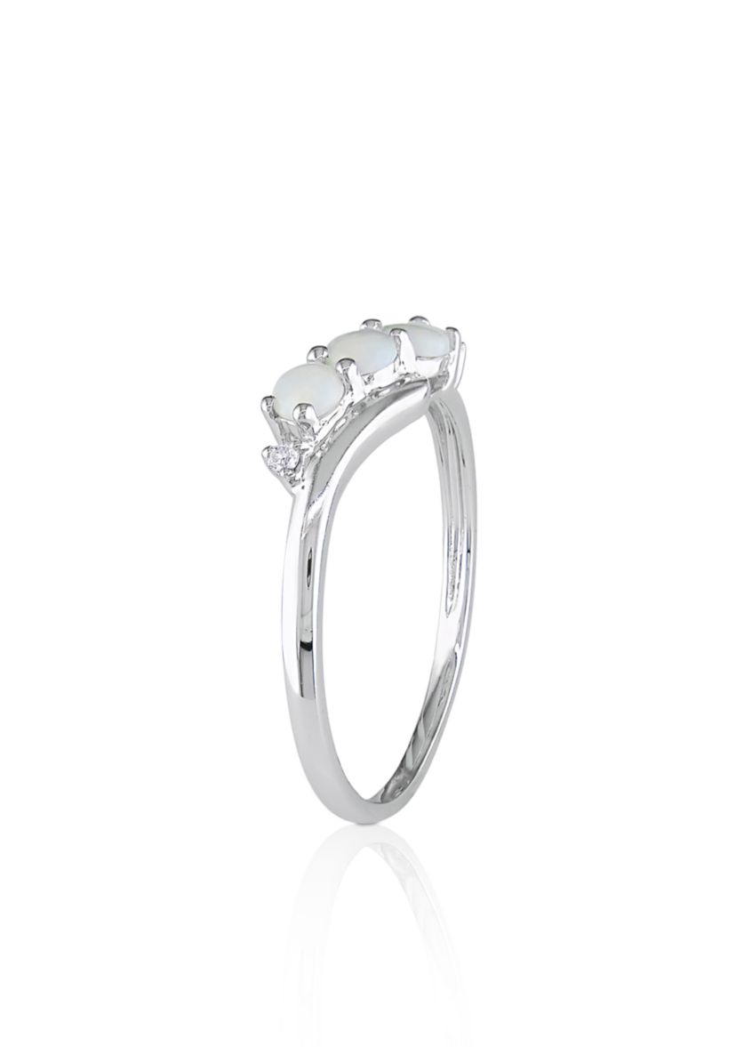 10k White Gold Opal and Diamond Ring