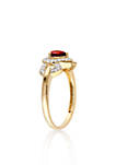10k Yellow Gold Garnet and Diamond Heart Ring