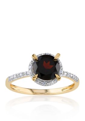 Belk & Co 10k Yellow Gold Garnet and Diamond Ring, Red, 8.5