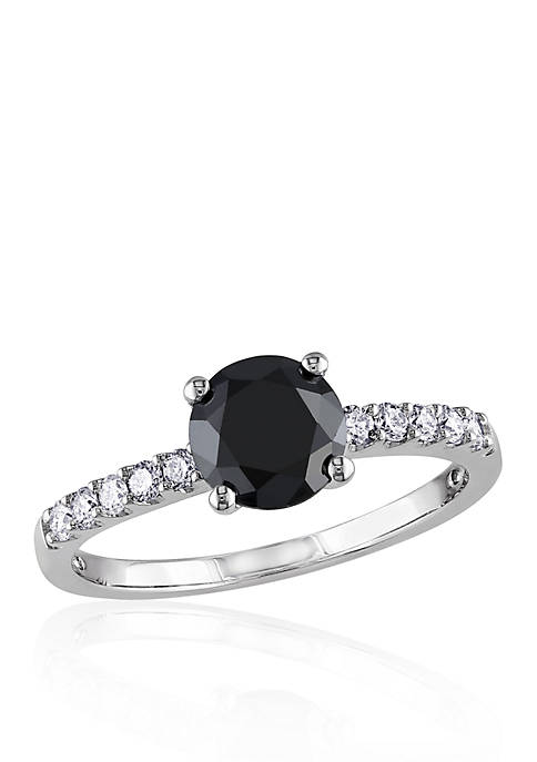 1.25 ct. t.w. Black and White Diamond Engagement Ring in 14k White Gold