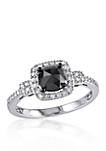 1 ct. t.w. Black and White Diamond Engagement Ring in 14k White Gold