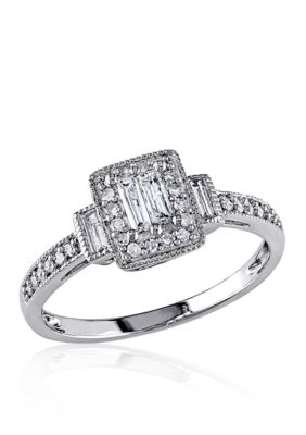 Belk & Co 1/4 ct. t.w. Diamond and Pink Sapphire 3 Piece Infinity Ring Set in 14K Two Tone Gold, White, 6