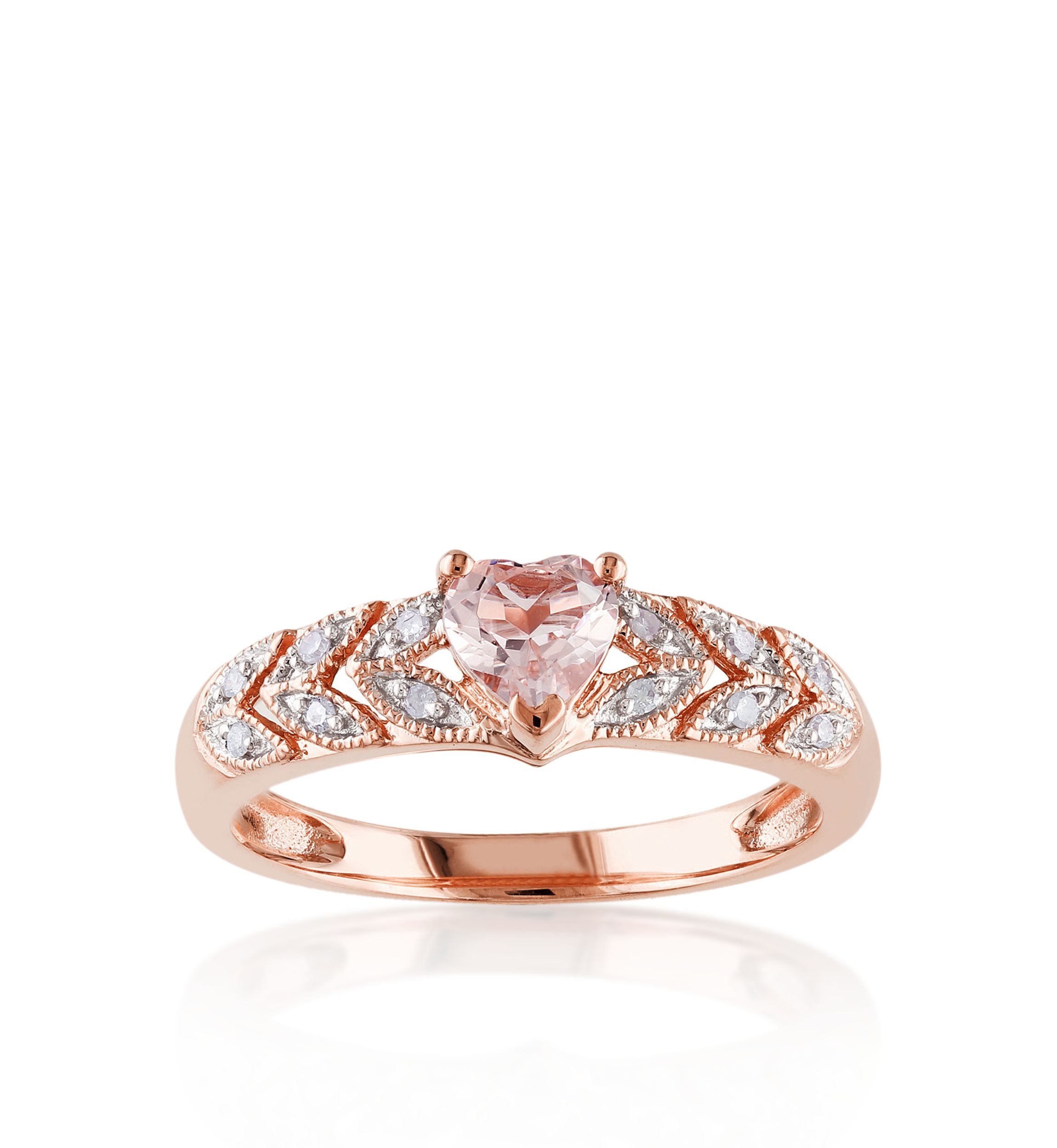 10k Rose Gold Morganite and Diamond Heart Ring