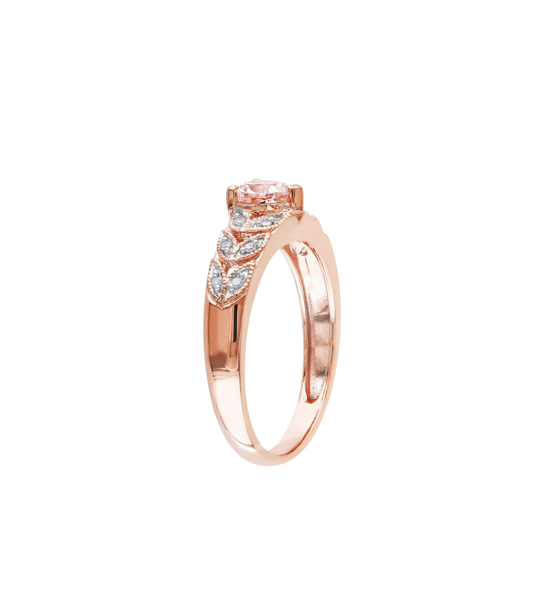 10k Rose Gold Morganite and Diamond Heart Ring
