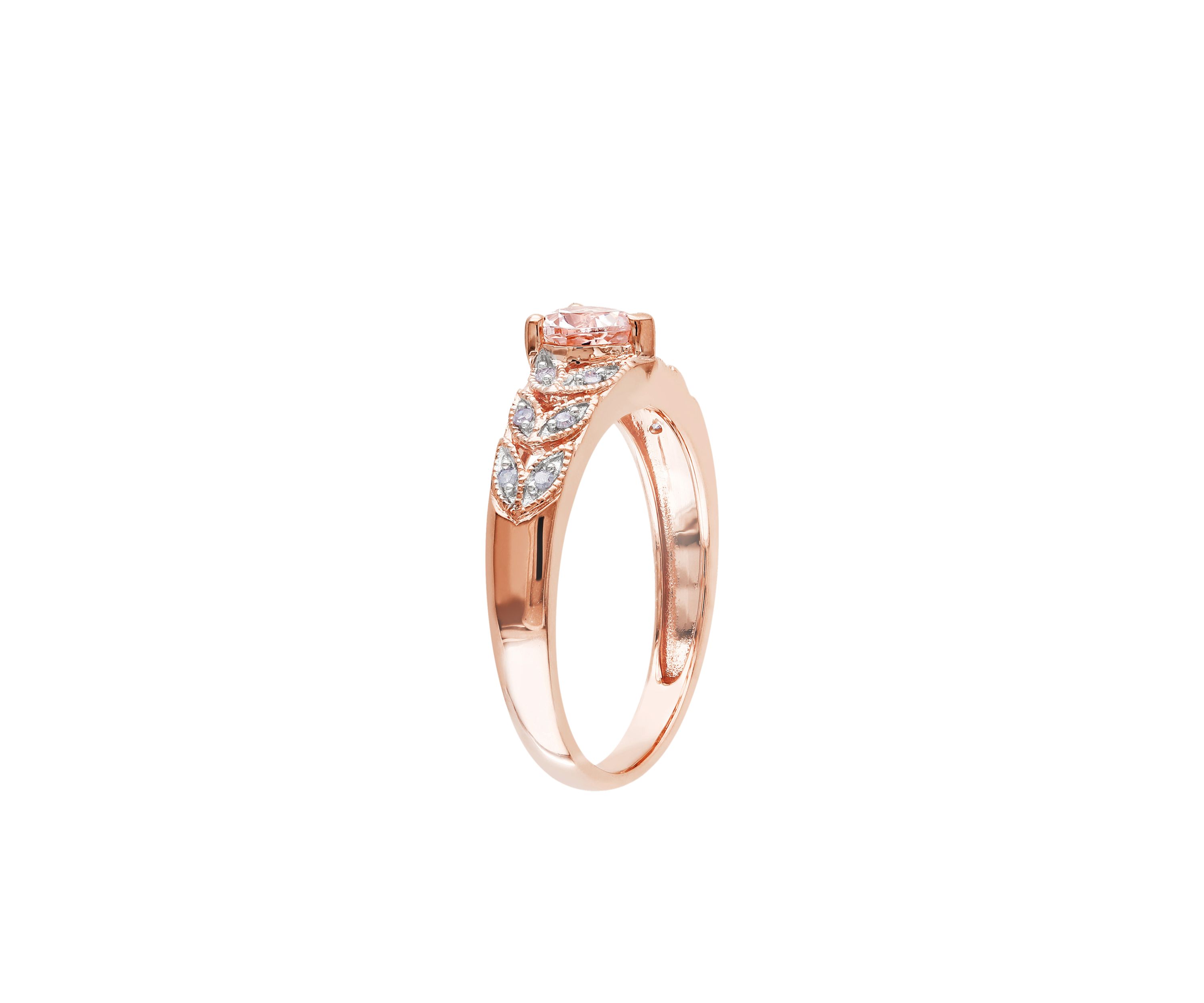 10k Rose Gold Morganite and Diamond Heart Ring