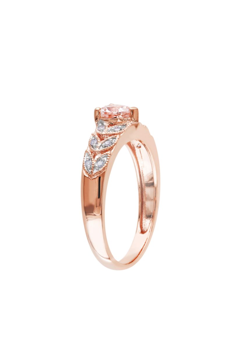 10k Rose Gold Morganite and Diamond Heart Ring
