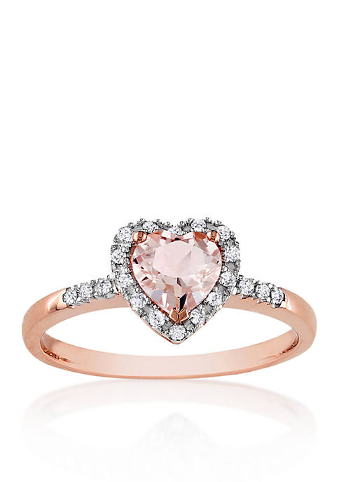10k Rose Gold Morganite and Diamond Heart Ring