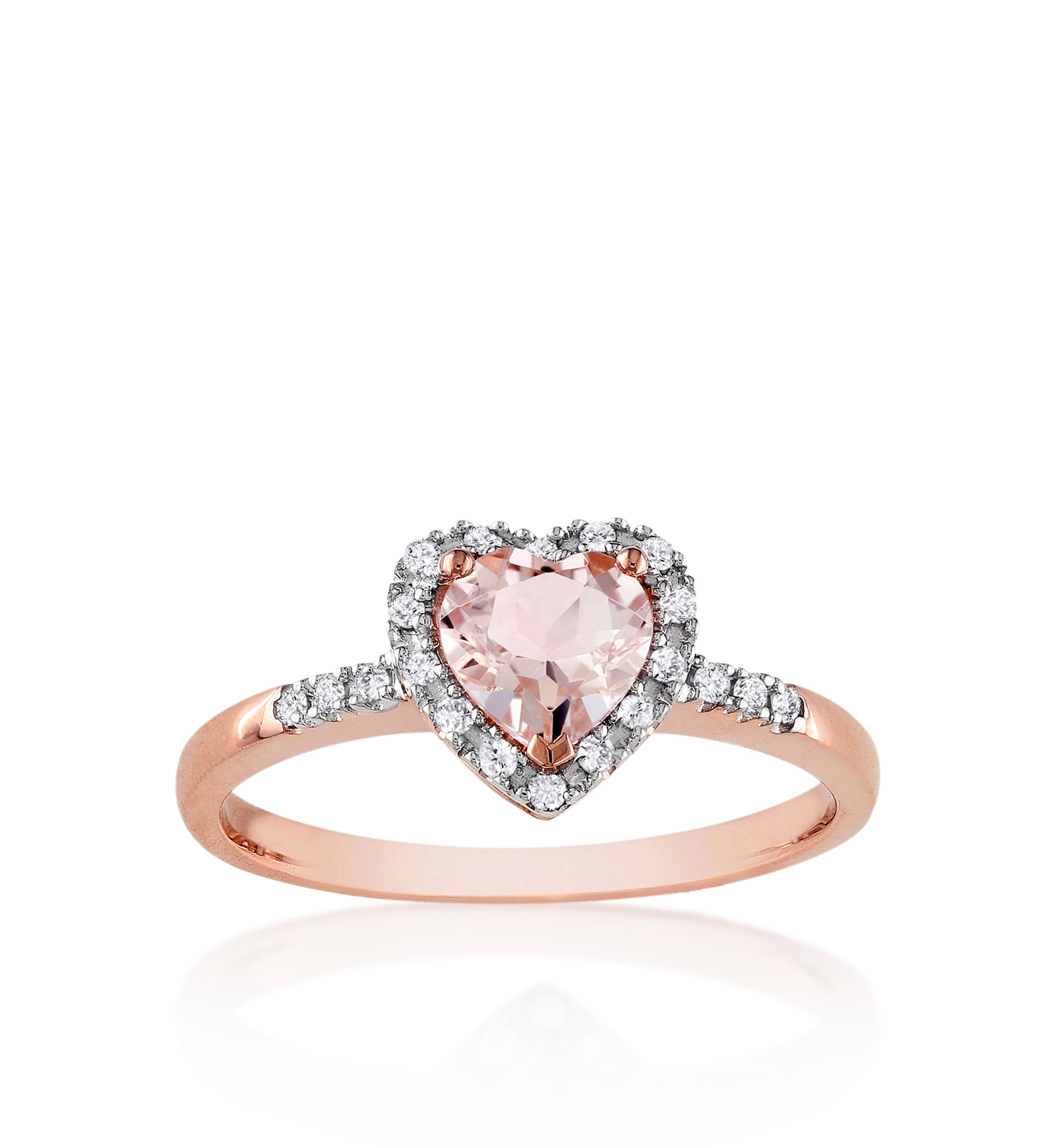 10k Rose Gold Morganite and Diamond Heart Ring