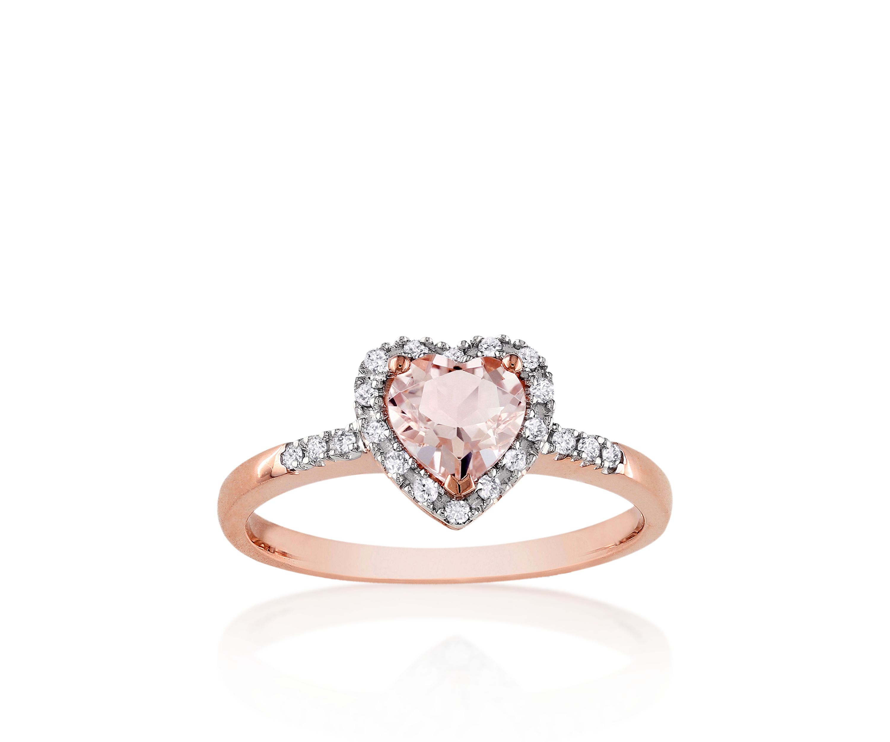 10k Rose Gold Morganite and Diamond Heart Ring