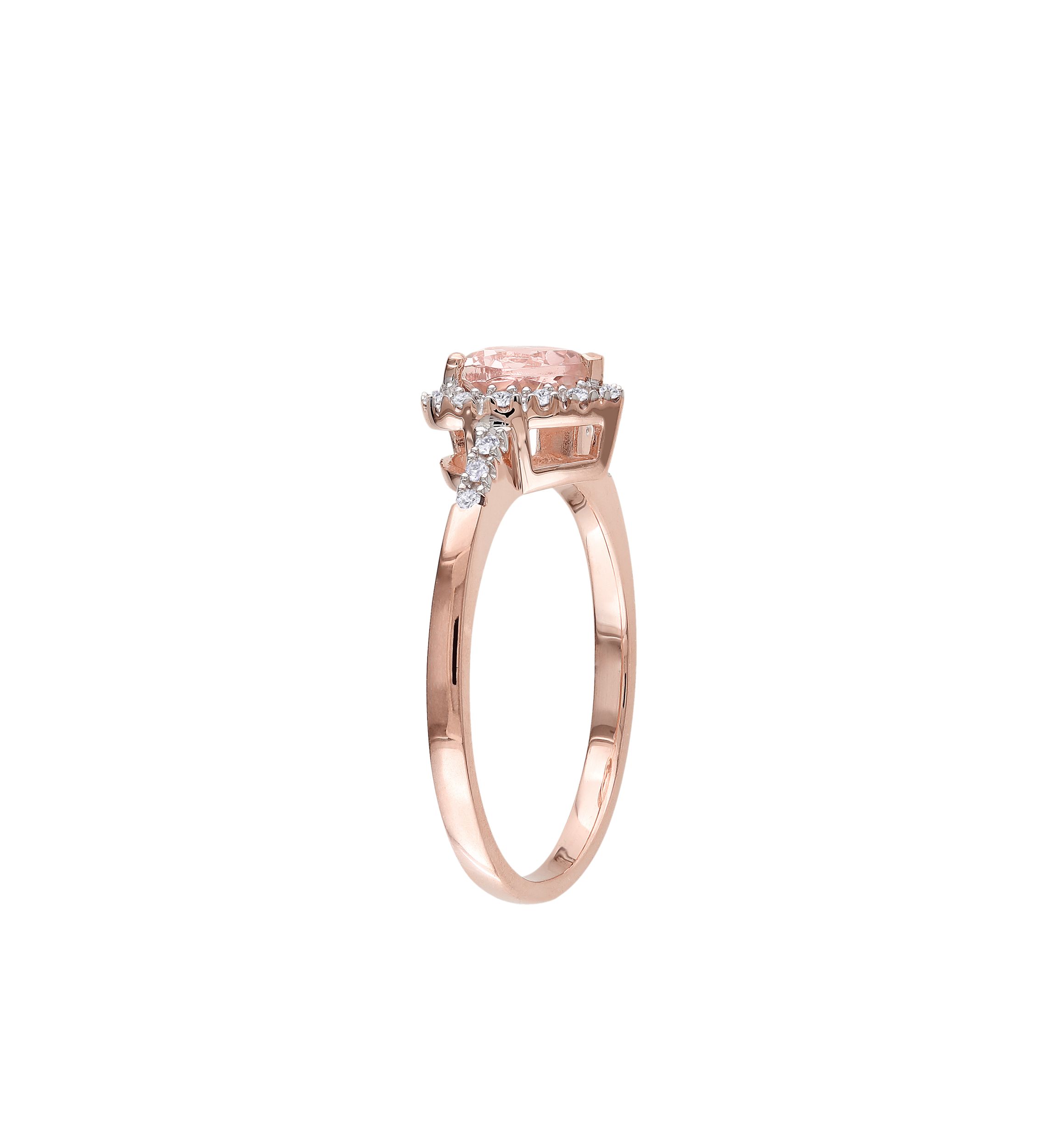 10k Rose Gold Morganite and Diamond Heart Ring