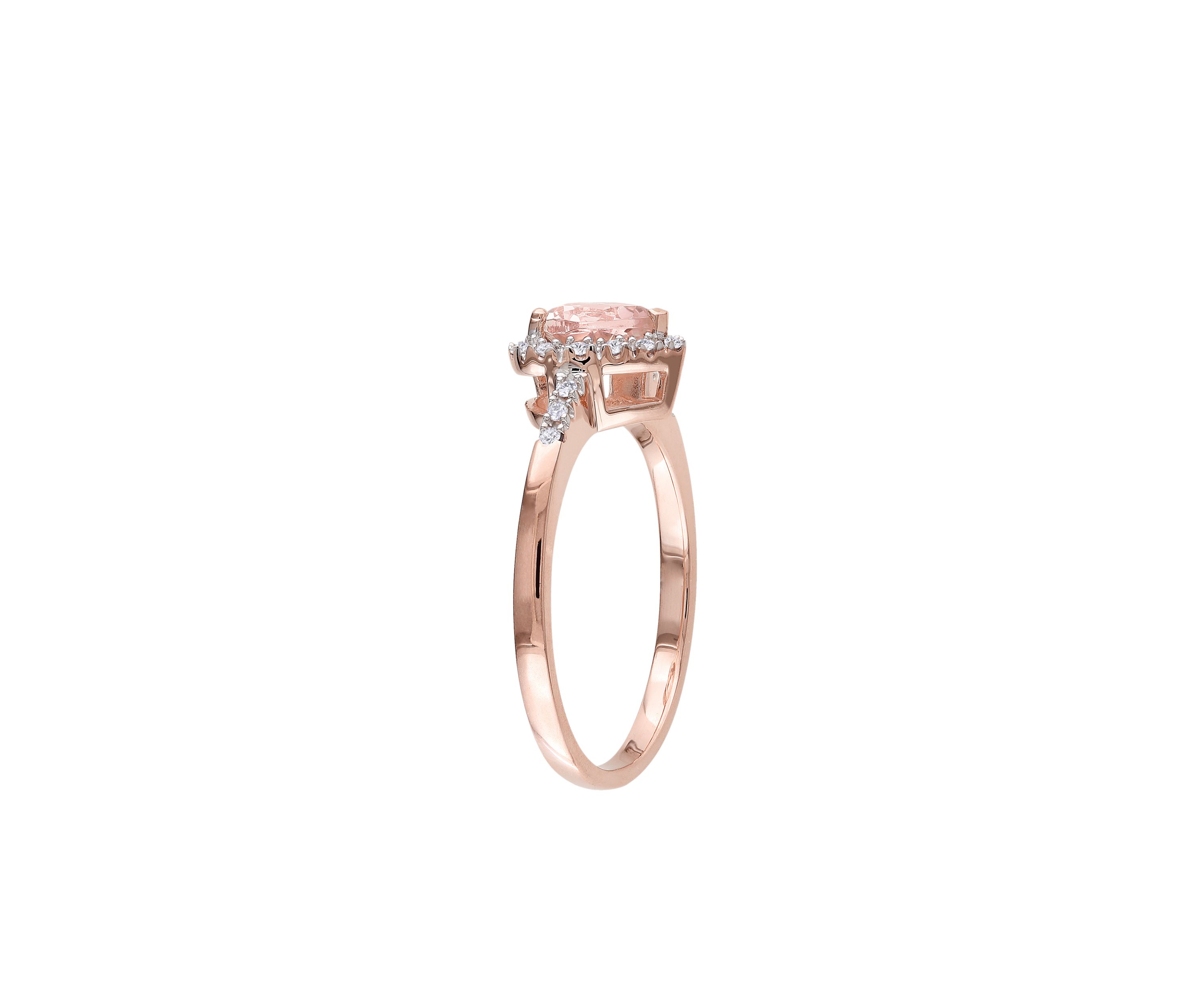 10k Rose Gold Morganite and Diamond Heart Ring