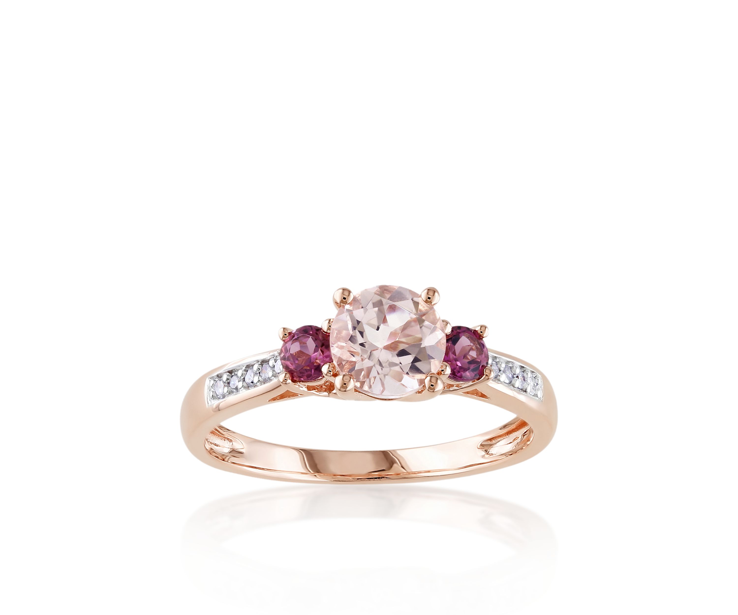 10k Rose Gold Morganite, Pink Tourmaline, and Diamond Ring