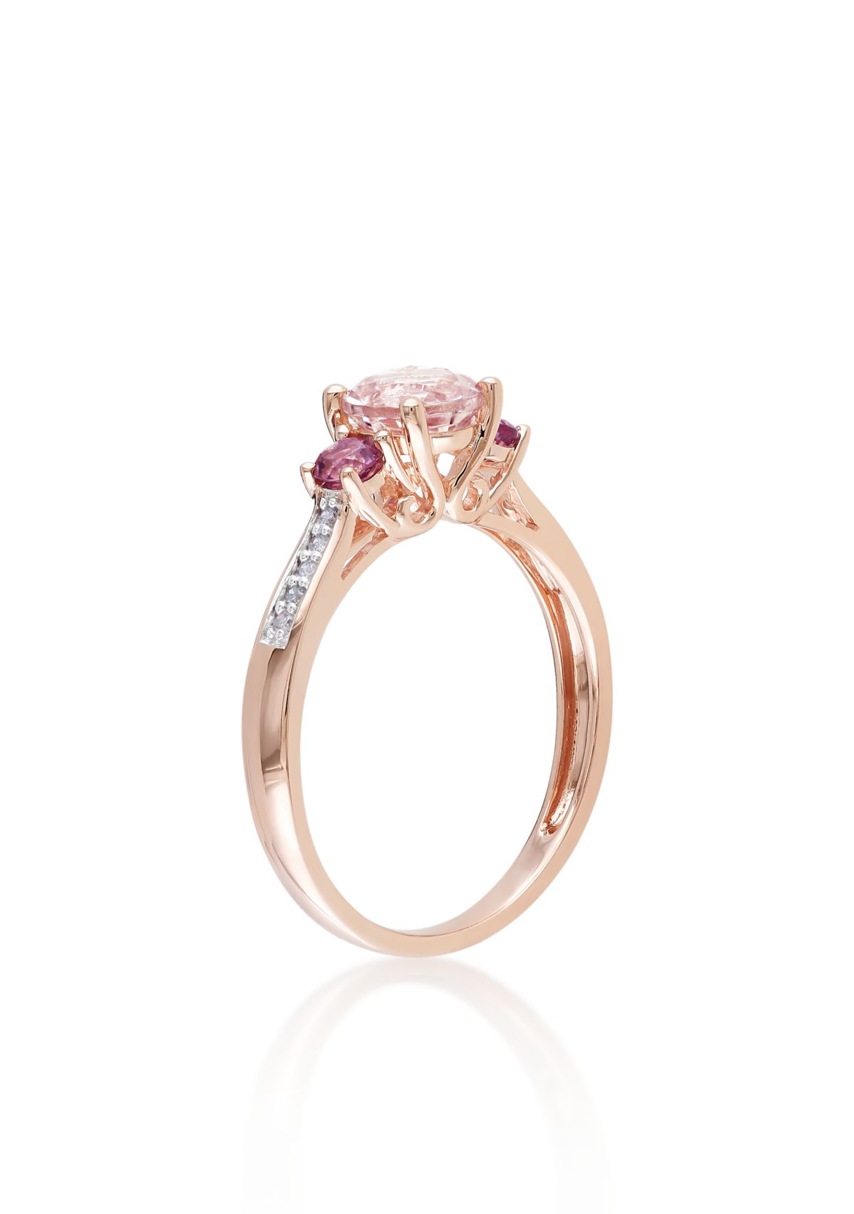 10k Rose Gold Morganite, Pink Tourmaline, and Diamond Ring