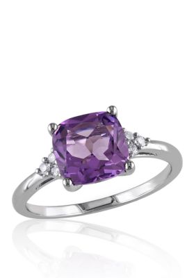 Belk & Co 10k White Gold Amethyst and Diamond Ring, Purple, 9