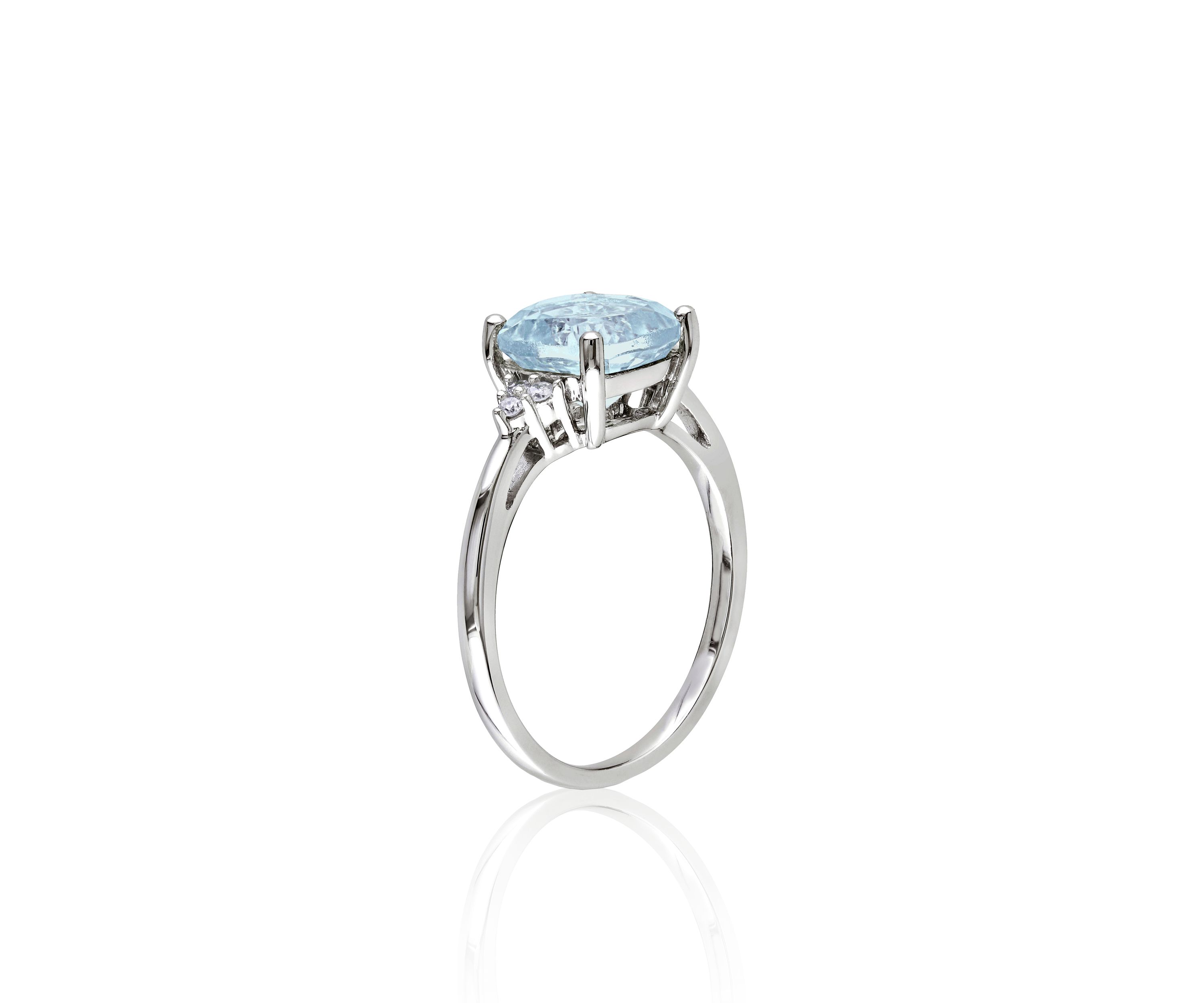 10k White Gold Blue Topaz and Diamond Ring