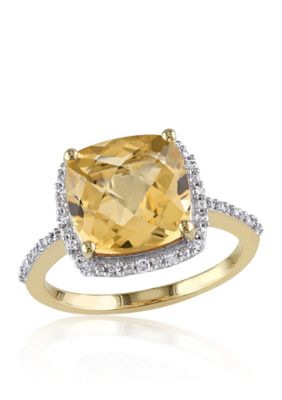 Belk & Co 10k Yellow Gold Citrine and Diamond Ring, 9