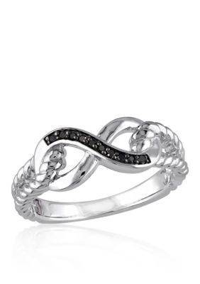 Black Diamond Infinity Ring Sterling Silver