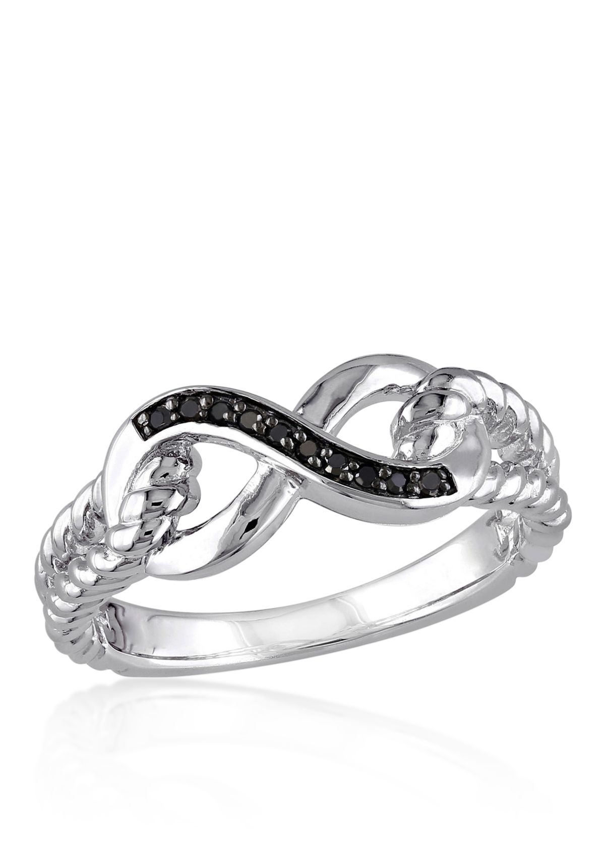 Black Diamond Infinity Ring in Sterling Silver