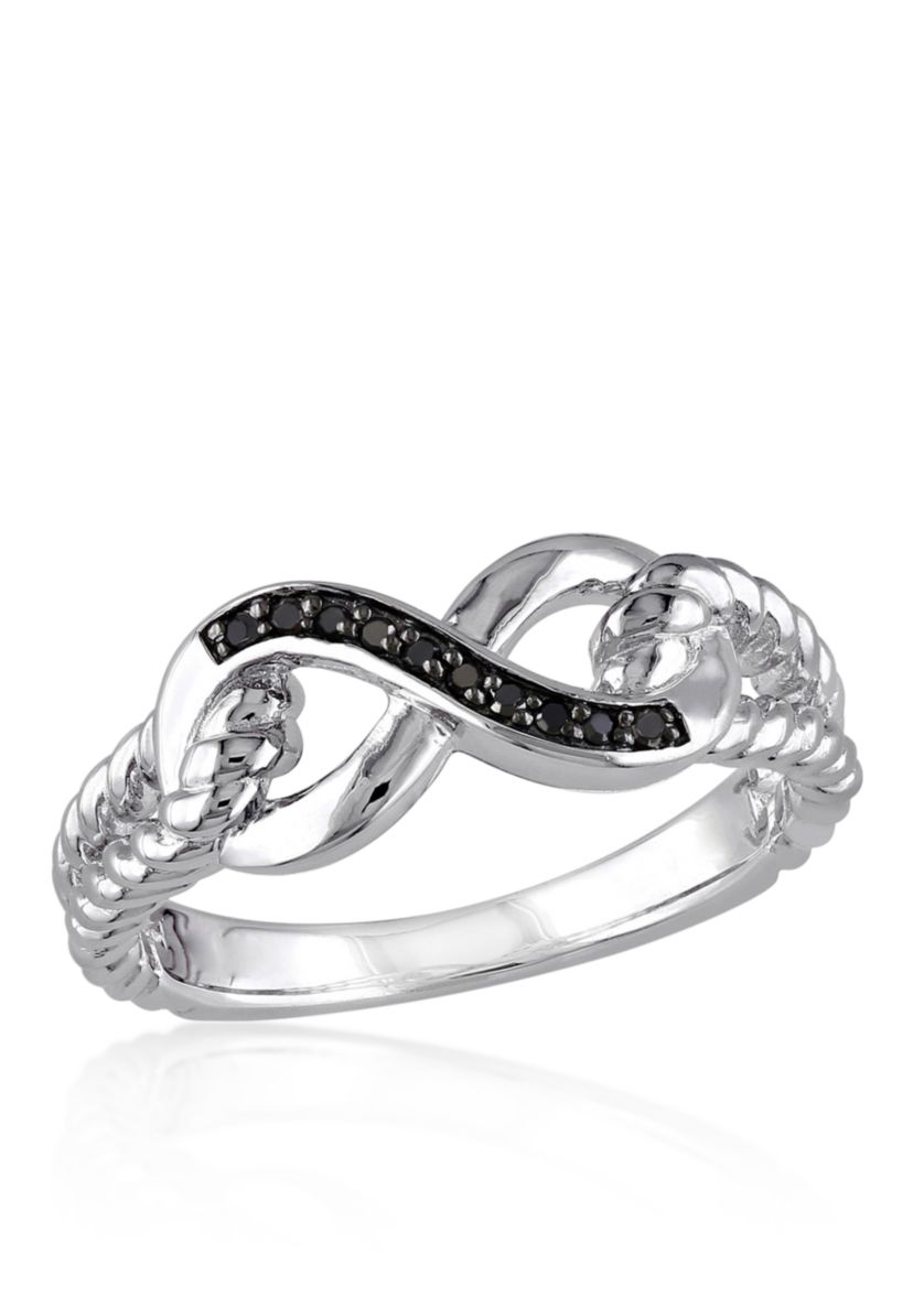Black Diamond Infinity Ring in Sterling Silver