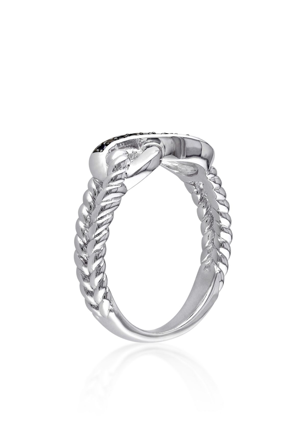 Black Diamond Infinity Ring in Sterling Silver