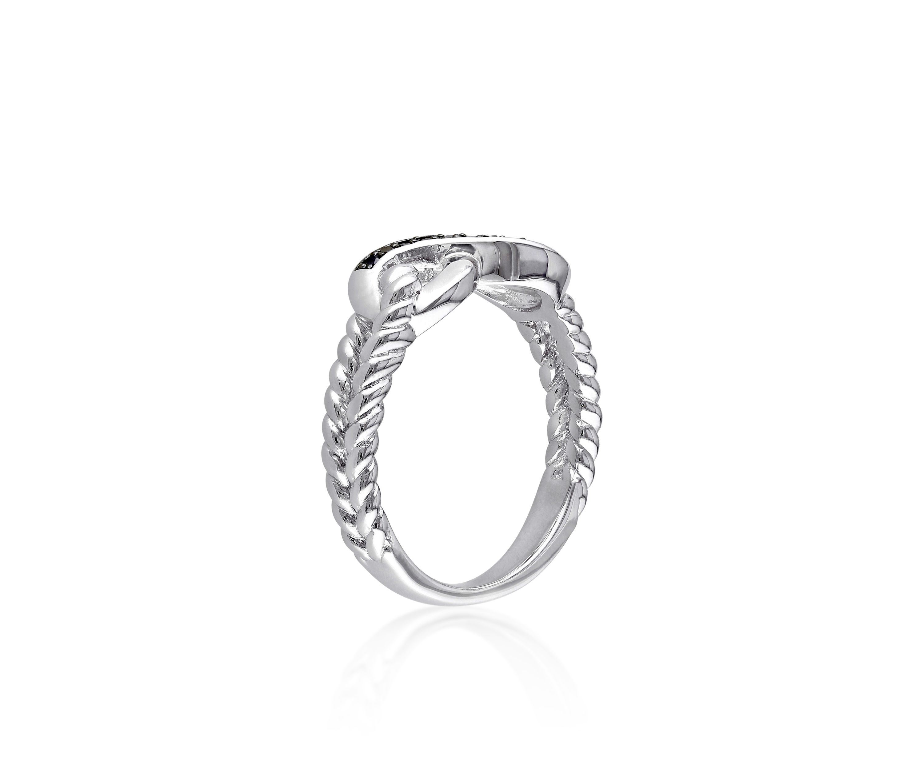 Black Diamond Infinity Ring in Sterling Silver