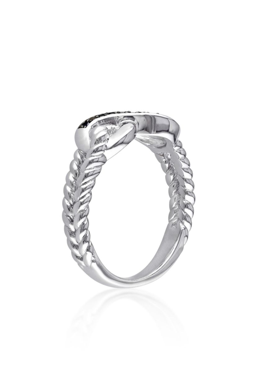 Black Diamond Infinity Ring in Sterling Silver
