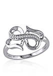 Diamond Heart Infinity Ring in Sterling Silver