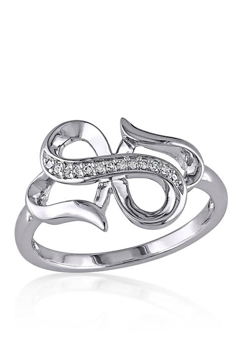 Diamond Heart Infinity Ring in Sterling Silver