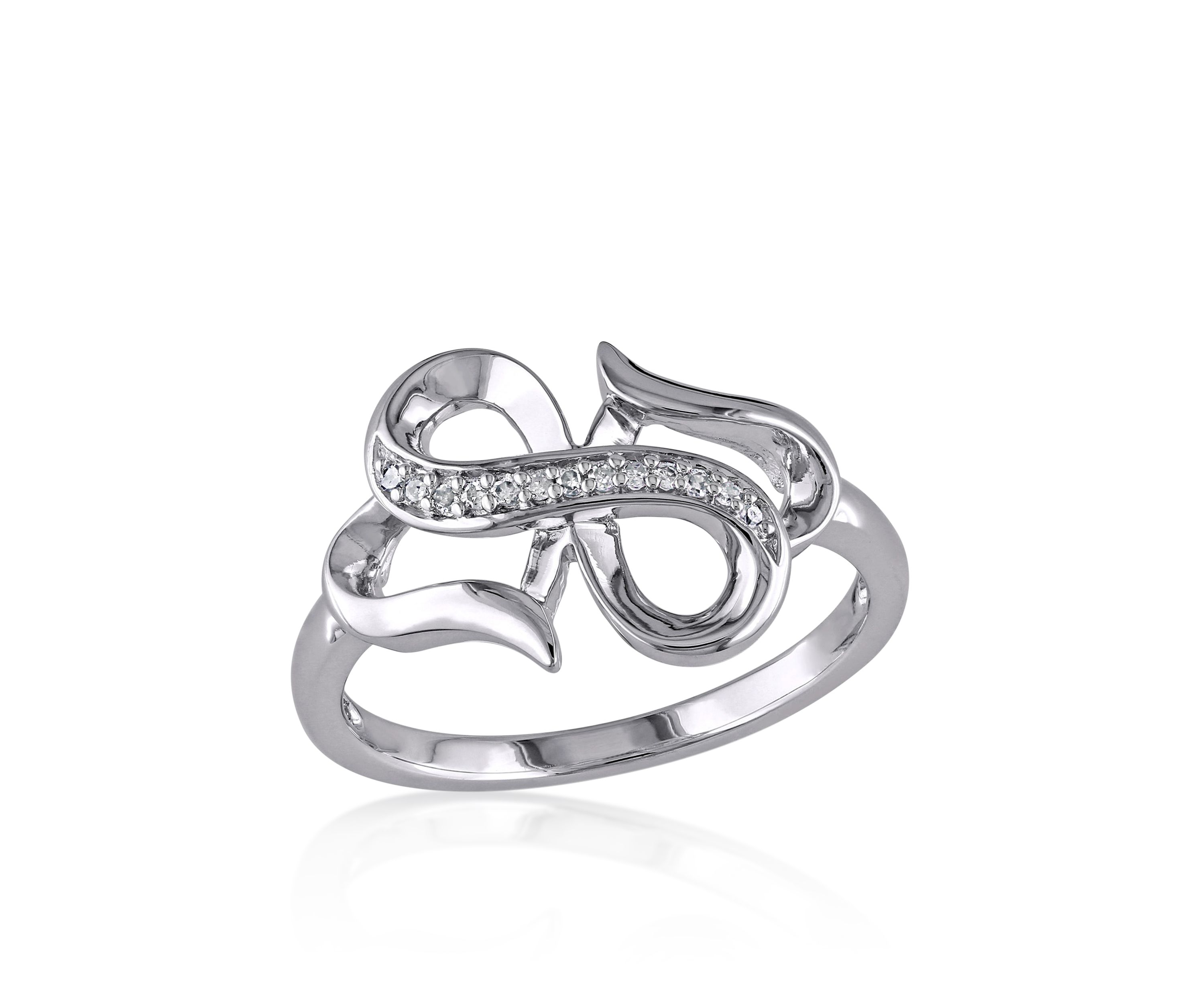 Diamond Heart Infinity Ring in Sterling Silver