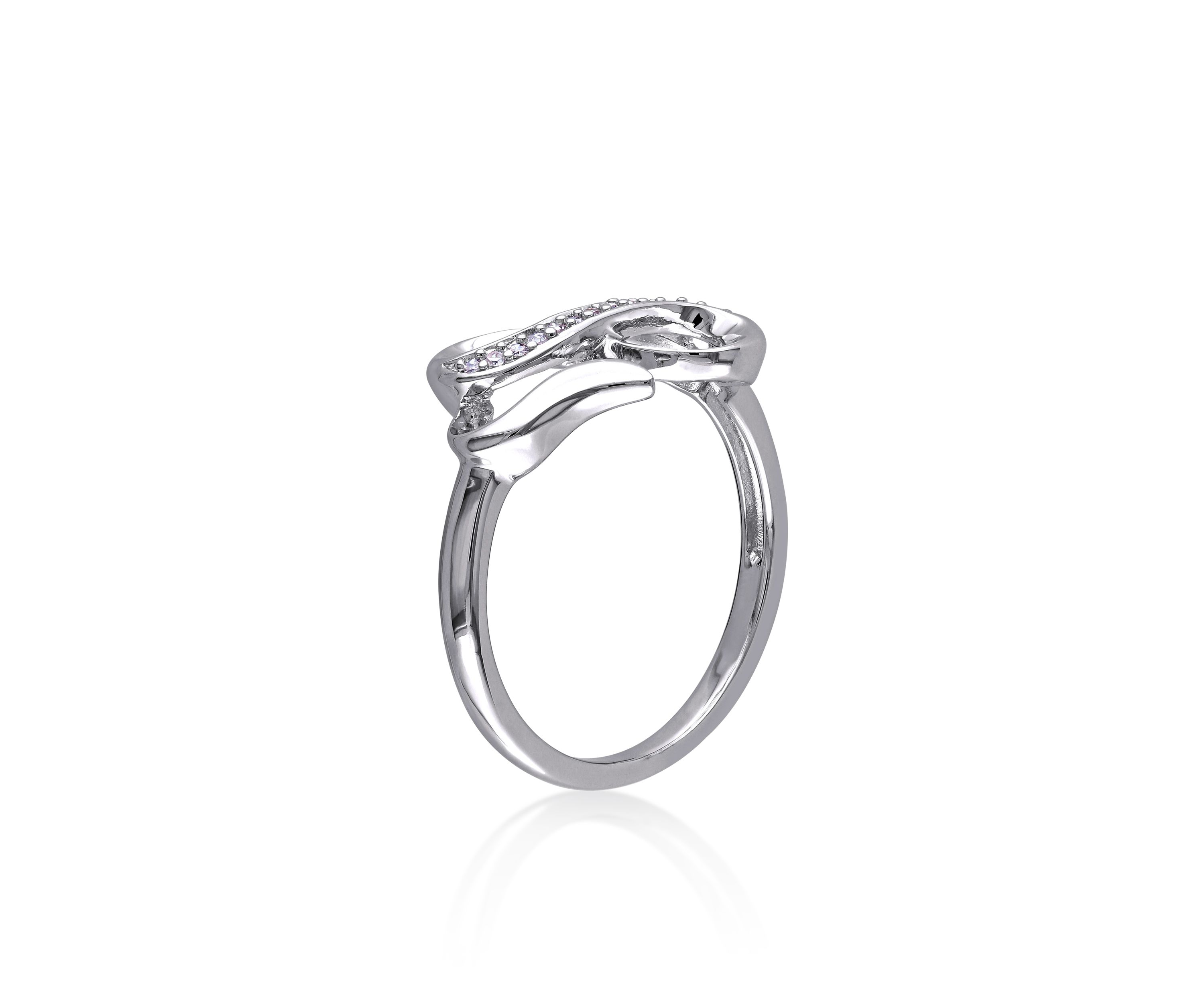 Diamond Heart Infinity Ring in Sterling Silver
