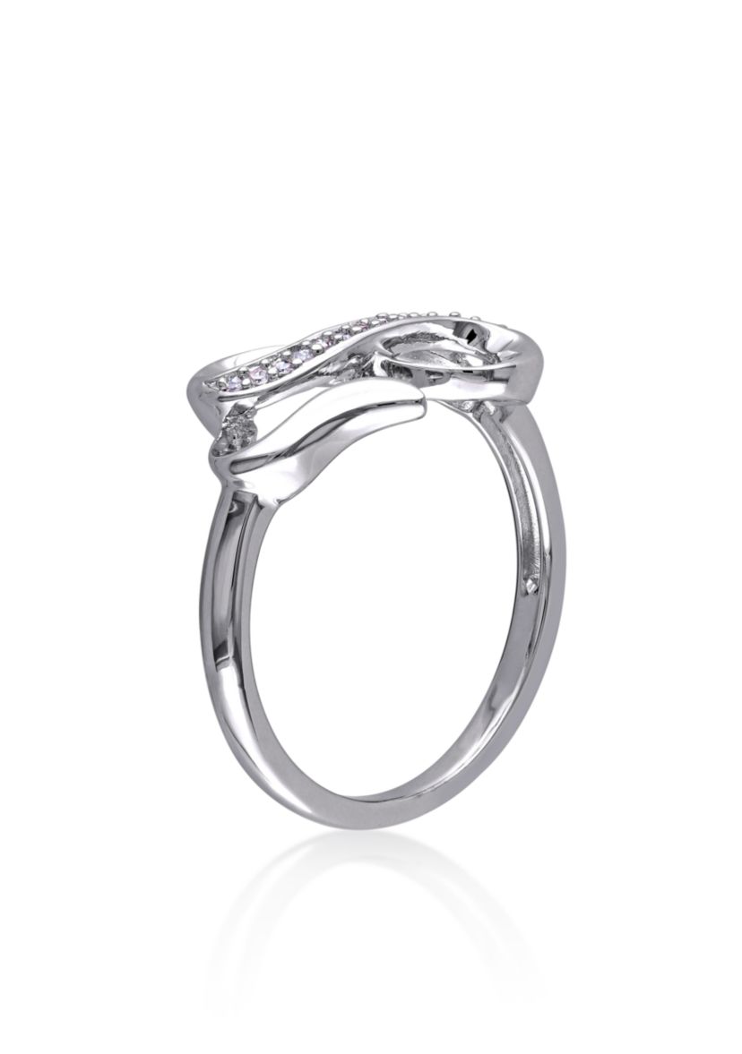 Diamond Heart Infinity Ring in Sterling Silver
