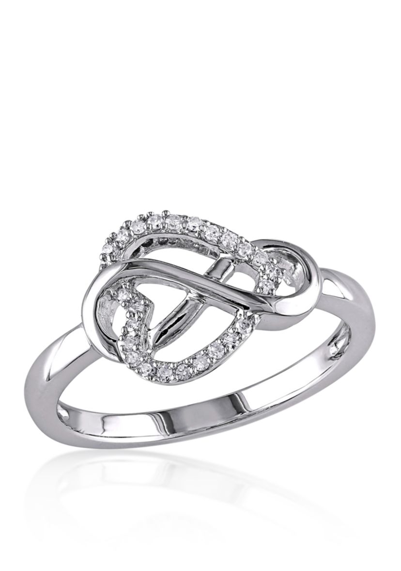 Diamond Heart Infinity Ring in Sterling Silver
