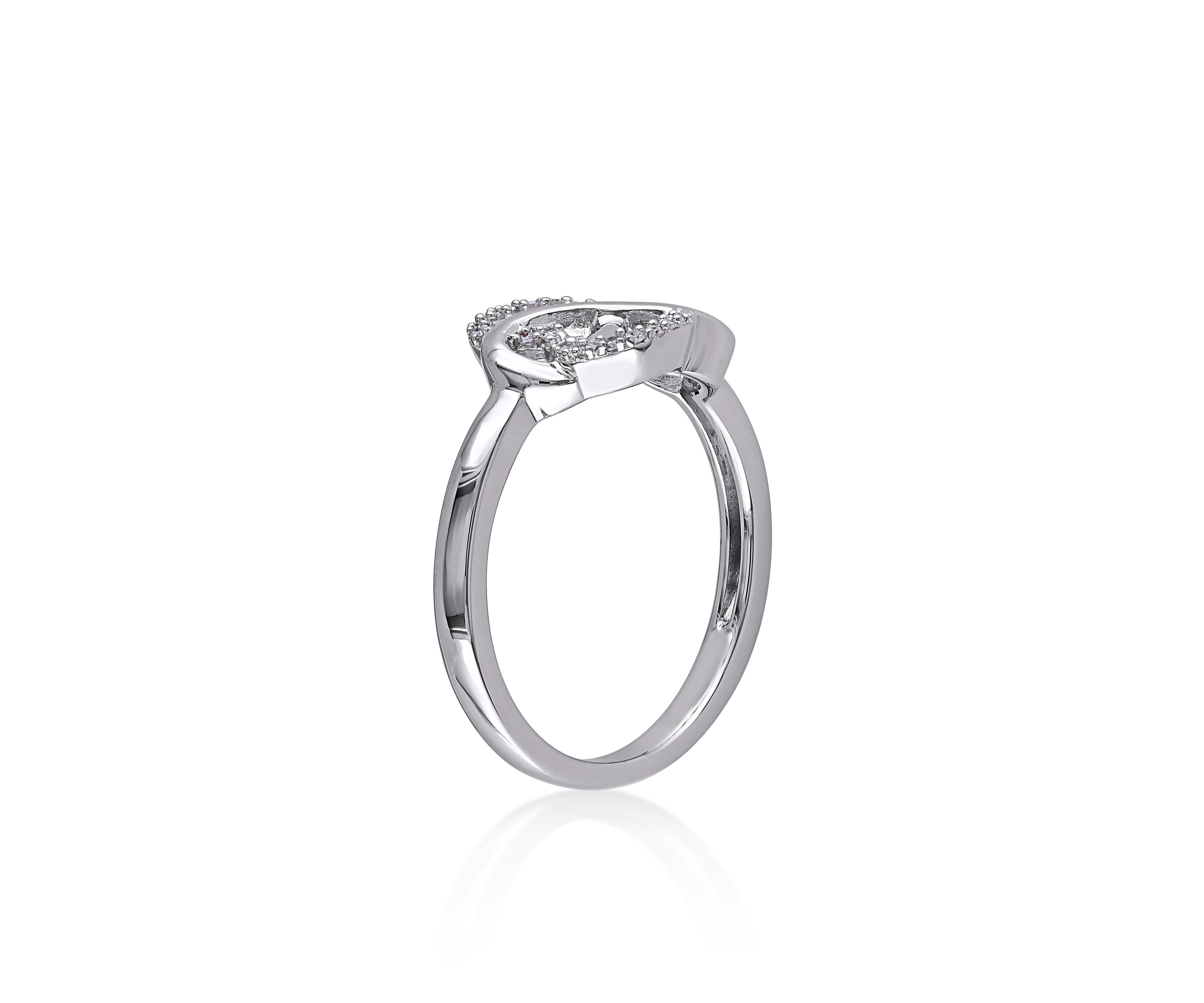Diamond Heart Infinity Ring in Sterling Silver