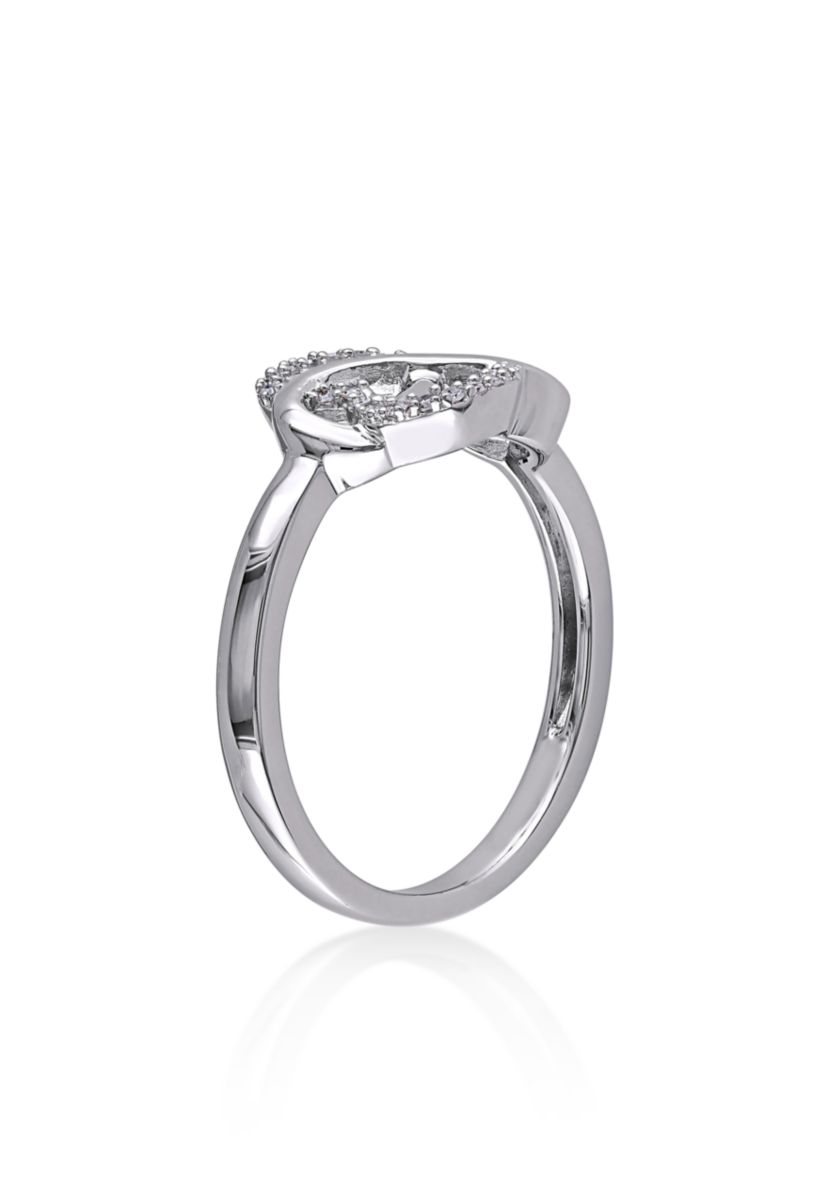 Diamond Heart Infinity Ring in Sterling Silver